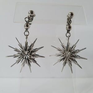 Starburst Drop Clip-On Earrings in Silver - Women Jewelry